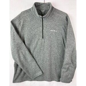 Eddie Bauer Zip Pullover Shirt Thin Fleece Camp Grunge Long Sleeve Sweatshirt